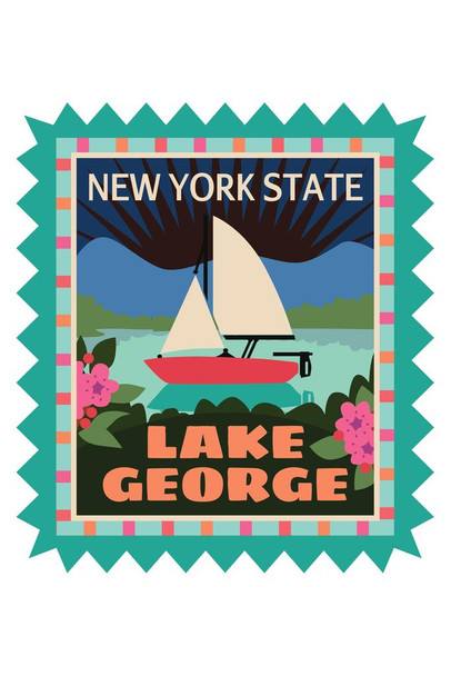 Lake George Retro Travel Sticker Art Print Cool Huge Large Giant Poster Art 36x54
