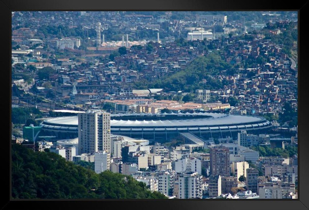 Maracana Stadium Rio de Janeiro Brazil Skyline Photo Art Print Black Wood Framed Poster 20x14