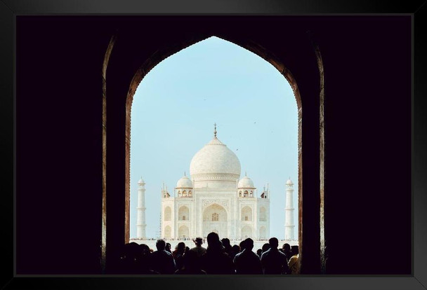 Majestic Taj Mahal Arch Agra India Photo Art Print Black Wood Framed Poster 20x14
