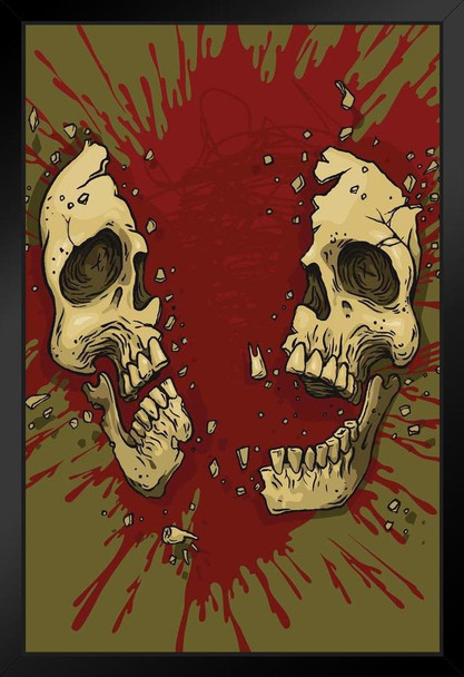 Exploding Skull Gore Fest Art Print Black Wood Framed Poster 14x20