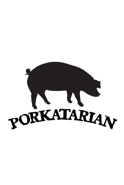 Porkatarian Barbecue BBQ Smoking Pig Hog Foody Cooking Black And White Cool Wall Art Print Poster 24x36