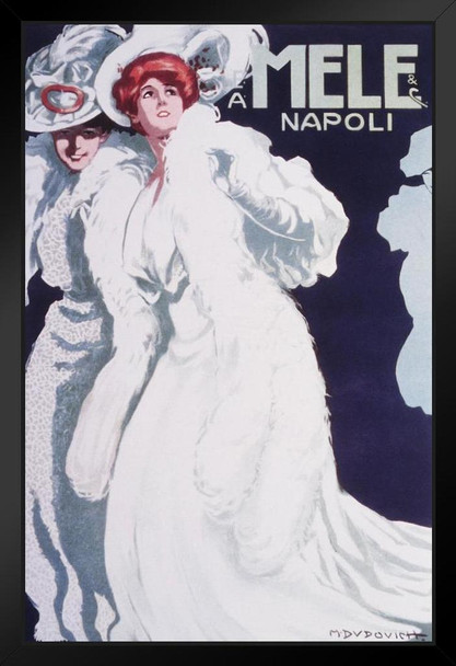 Mele And Napoli Marcello Dudovich 1907 Vintage Illustration Art Deco Vintage French Wall Art Nouveau French Advertising Vintage Poster Prints Art Nouveau Decor Black Wood Framed Art Poster 14x20
