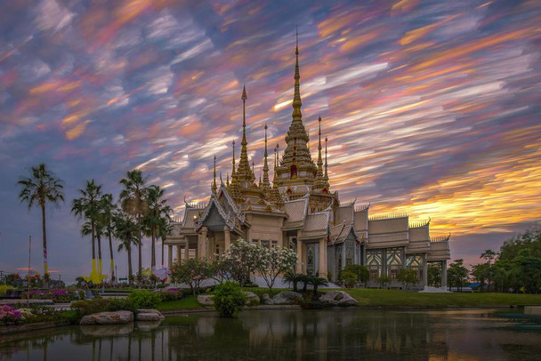 Beautiful Thai Temple Thailand at Sunset Photo Art Print Cool Huge Large Giant Poster Art 54x36
