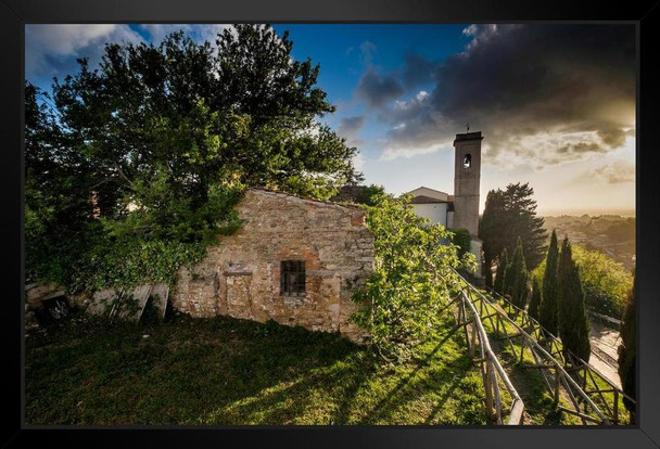 Ancient Village of Montescudaio Pisa Tuscany Italy Photo Art Print Black Wood Framed Poster 20x14