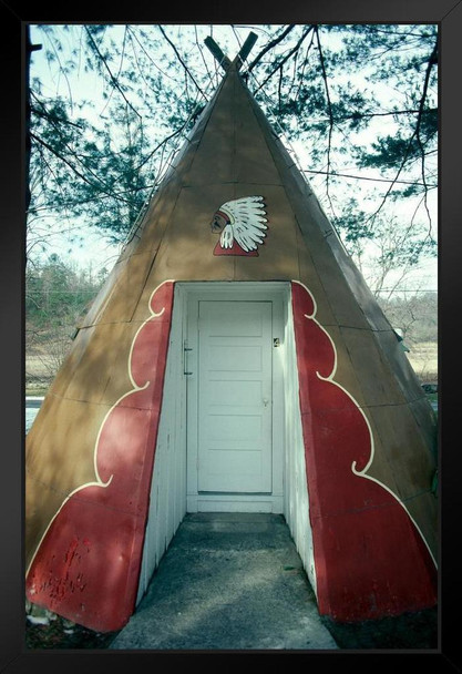 Teepee Motel Entrance Roadside Attraction Photo Art Print Black Wood Framed Poster 20x14