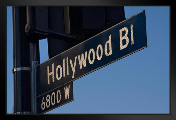 Hollywood Boulevard Street Sign Close Up Los Angeles California Photo Black Wood Framed Art Poster 14x20