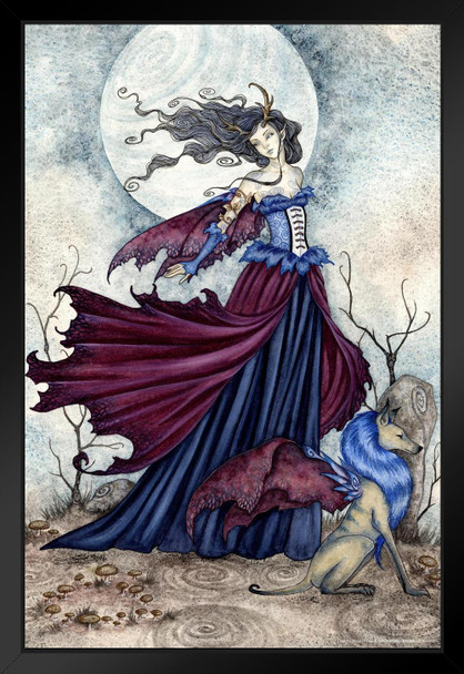 The Moon Is Calling by Amy Brown Art Print Black Wood Framed Poster 14x20