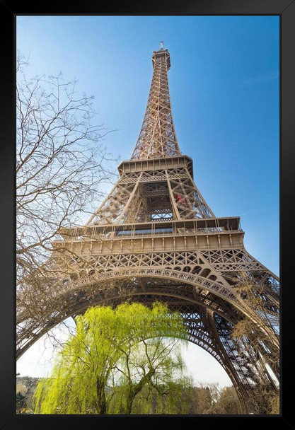 Eiffel Tower Paris France From Below Photo Art Print Black Wood Framed Poster 14x20