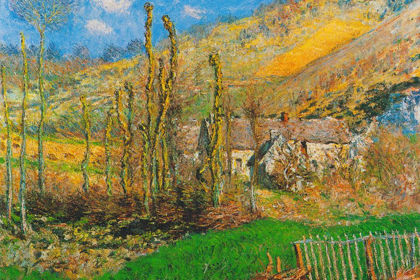 Claude Monet Val de Falaise Giverny 1885 Impressionist Art Posters Claude Monet Prints Nature Landscape Painting Claude Monet Canvas Wall Art French Wall Decor Cool Huge Large Giant Poster Art 54x36