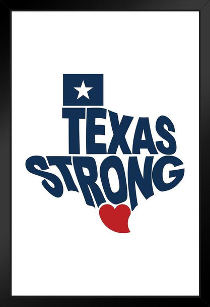 Texas Strong Map Black Wood Framed Art Poster 14x20