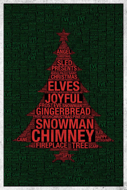 Words Christmas Black Cool Huge Large Giant Poster Art 36x54