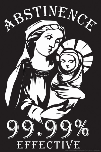 Abstinence 99.99% Effective Humor Cool Wall Art Print Poster 12x18