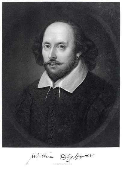 Laminated William Shakespeare Engraving Portrait Poster 1870 Famous Will Author Playwright Writer Photo Picture Poster Dry Erase Wall Art 12x18