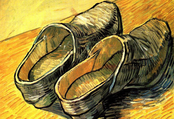 Laminated Vincent van Gogh A Pair Of Leather Clogs 1888 Post Impressionism Still Life Painting Poster Dry Erase Sign 18x12