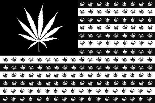 Laminated Marijuana Flag Leaves And Stripes Poster Dry Erase Sign 12x18
