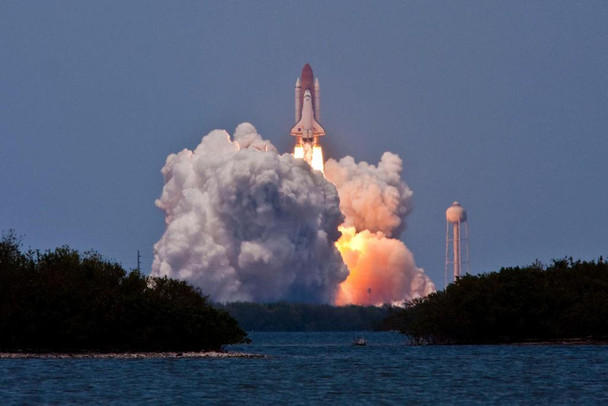 Laminated Space Shuttle STS 125 Clears the Tower Launch Photo Art Print Poster Dry Erase Sign 18x12