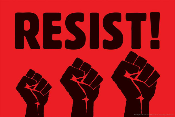 Laminated Resist! Raised Fist Political Poster Dry Erase Wall Art 12x18