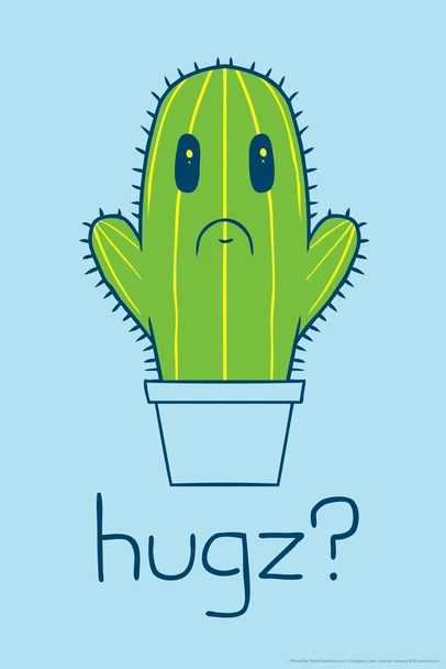 Hugz Cute Cactus Humor Cool Wall Art Print Poster 12x18