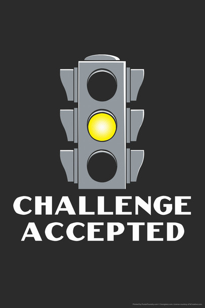 Challenge Accepted Yellow Light Humor Cool Wall Art Print Poster 12x18