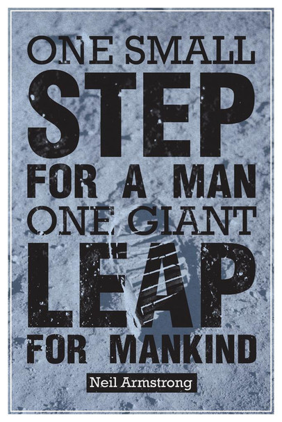 Laminated One Small Step For a Man Neil Armstrong Quotation Poster Dry Erase Sign 12x18
