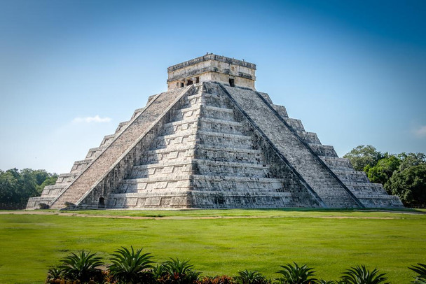 Laminated Kukulkan Pyramid Mayan Temple Chichen Itza Yucatan Mexico Photo Art Print Poster Dry Erase Sign 18x12