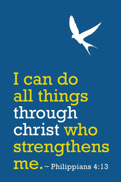 Laminated Philippians 4 13 I Can Do All Things Through Christ Motivational Poster Dry Erase Sign 12x18