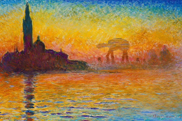 Laminated Imperial Assault at Dusk in Venice by Claude Monet Parody Art Humor Poster Dry Erase Sign 12x18