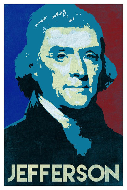 Laminated President Thomas Jefferson Pop Art Portrait Poster Dry Erase Wall Art 12x18