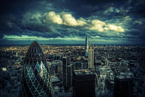 Laminated A Storm Brewing Over London Photo Art Print Poster Dry Erase Sign 18x12