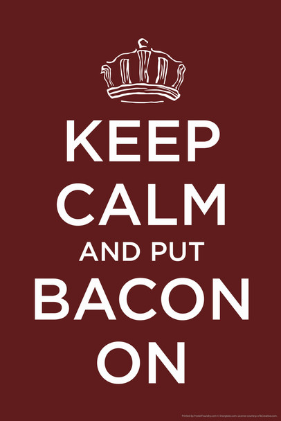 Keep Calm And Put Bacon On Humor Cool Wall Art Print Poster 12x18