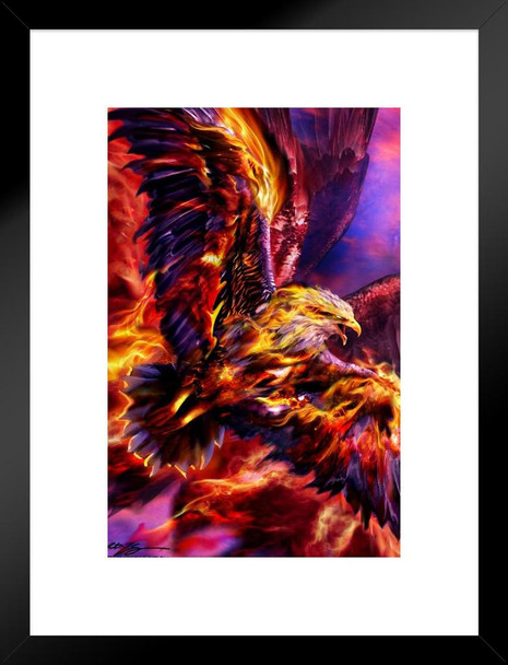 Phoenix Rising Eagle On Fire By Ruth Thompson Fantasy Poster Like Dragon Matted Framed Art Wall Decor 20x26