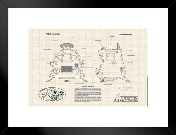 Lost In Space Space Pod Diagram Matted Framed Art Print Wall Decor 20x26 inch