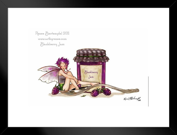 Blackberry Jam by Renee Biertempfel Fairy Fantasy Art Matted Framed Art Print Wall Decor 20x26 inch