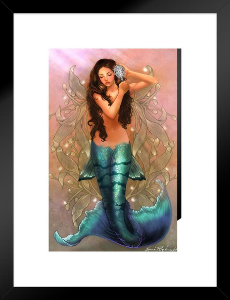 Daena by Renee Biertempfel Mermaid Fantasy Art Matted Framed Wall Art Print 20x26 inch