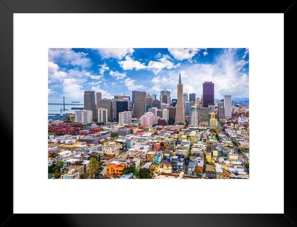 San Francisco California Downtown Buildings Skyline Photo Matted Framed Art Print Wall Decor 26x20 inch
