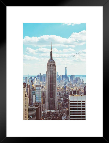 Empire State Building Midtown Manhattan New York City NYC Art Deco Skyscraper Photo Matted Framed Art Print Wall Decor 20x26 inch