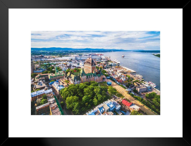 Quebec City Old Port Aerial View Quebec Canada Photo Matted Framed Art Print Wall Decor 26x20 inch