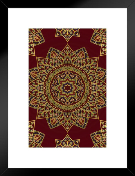 Colorful Oriental Tapestry Pattern Matted Framed Art Print Wall Decor 20x26 inch