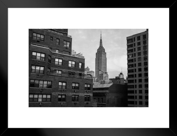 Empire State Building New York City NYC Black and White Photo Matted Framed Art Print Wall Decor 26x20 inch