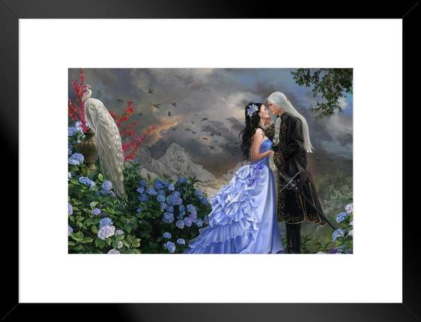 Fairy Folklore Wings Pretty Lovers by Nene Thomas Fantasy Poster Prince Princess Garden White Peacock Magical Matted Framed Art Wall Decor 20x26