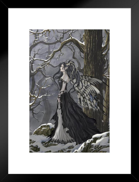Hope by Nene Thomas Winter Fairy Woods Snow Dark Trees Fantasy Matted Framed Art Wall Decor 20x26
