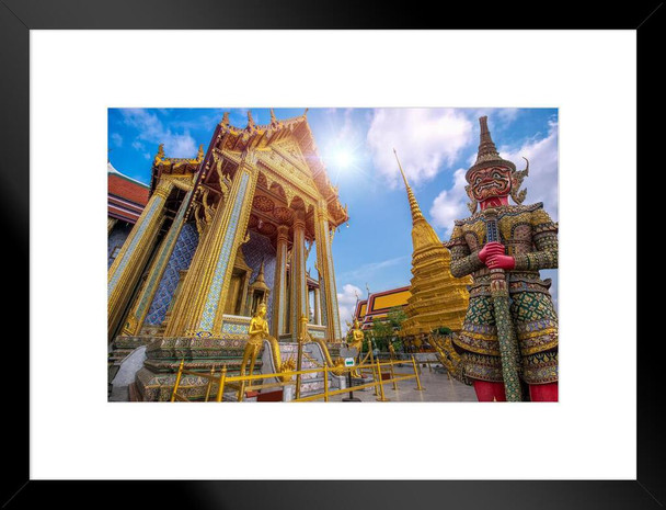 Temple of the Emerald Buddha Wat Phra Kaew Bangkok Thailand Photo Matted Framed Art Print Wall Decor 26x20 inch