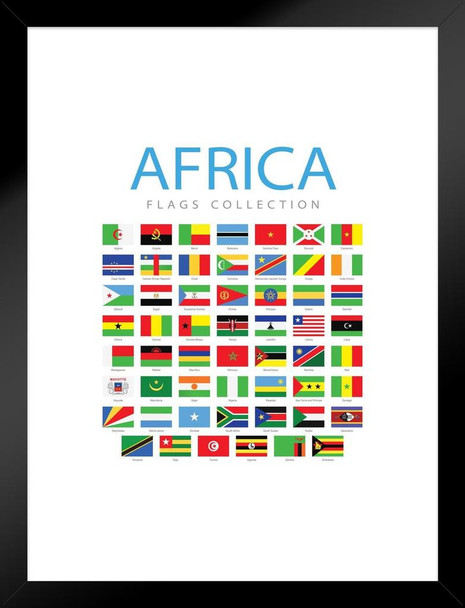 Africa Flags African Countries Country World Collection Educational Classroom Teacher Learning Homeschool Chart Display Supplies Teaching Aide Matted Framed Art Wall Decor 20x26