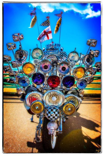 Laminated Brighton Mod Scooter by Chris Lord Photo Art Print Poster Dry Erase Sign 12x18
