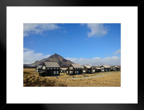 Typical Farm Cottage on Coast in Snaefellsnes Peninsula Iceland Photo Matted Framed Art Print Wall Decor 26x20 inch