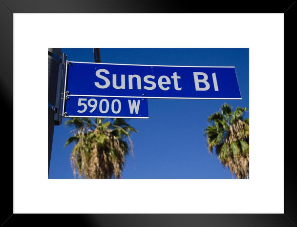 Sunset Boulevard Street Sign Los Angeles California Photo Matted Framed Art Print Wall Decor 26x20 inch
