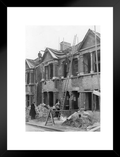 Rebuilding England UK United Kingdom Archival B&W Photo Matted Framed Art Print Wall Decor 20x26 inch