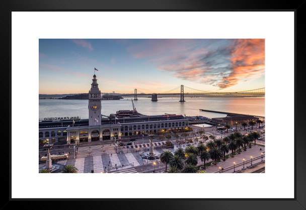 Ferry Building Sunrise San Francisco California Photo Art Print Matted Framed Wall Art 26x20 inch