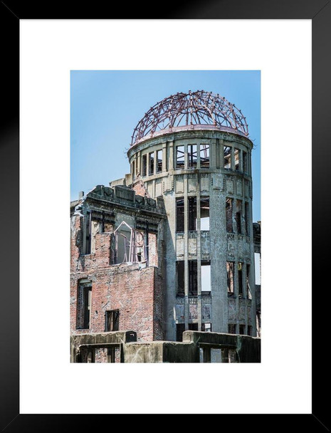 Atomic Bomb Dome at Hiroshima Peace Memorial Photo Matted Framed Art Print Wall Decor 20x26 inch