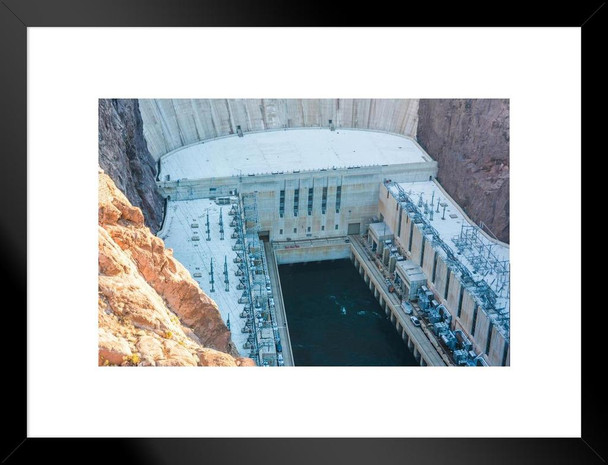 Hoover Dam Power House High Angle View Photo Matted Framed Art Print Wall Decor 26x20 inch